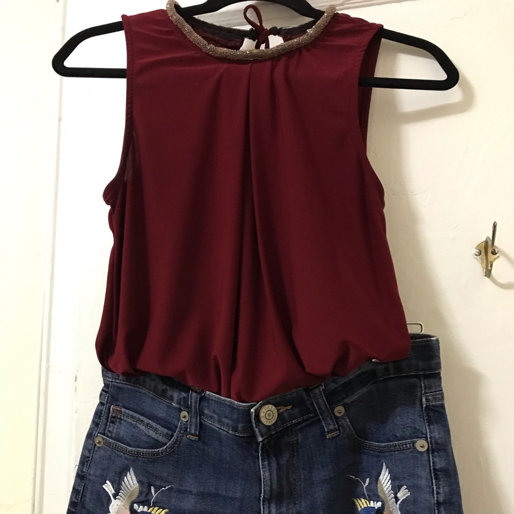 Burgundy Maroon Sleeveless Top Size S like new